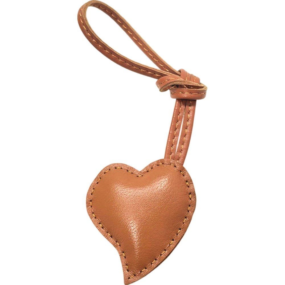 Fituenly Heart Leather Purse Charm Brown Heart Shaped Bag Charms for Handbag Handmade Cute Key Chain Charm Accessories for Tote Purse Car Keys Backpack