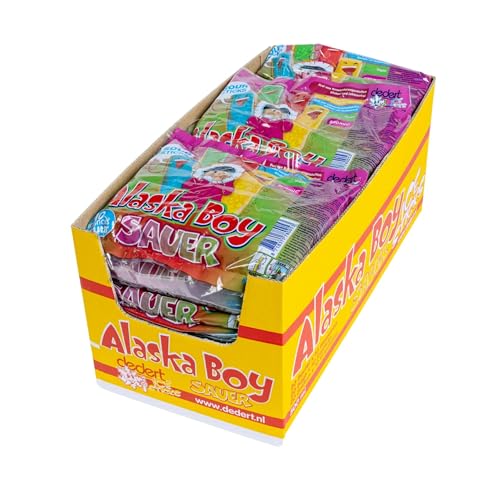 Alaska Boy Icesticks Sauer (20x 500ml) | 200x Wassereis mit je 50ml | Vegan Glutenfrei und Laktosefrei | Wassereis-Großpackung mit 5x Geschmacksrichtungen Stangeneis zum einfrieren