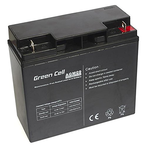 ?Green Cell® Recambio de Batería AGM (12V 18Ah VRLA Faston F2) Pila sellada de Plomo Acido Recargable Sealed Lead Acid VRLA para alarmas de hogar, Juguetes electricos, Sistemas UPS USV, Solarpanel
