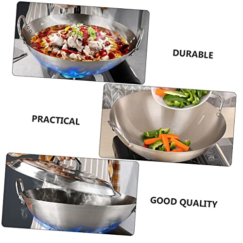 Wok de acero inoxidable 12 pulgadas con tapa para cocina miniatura 6
