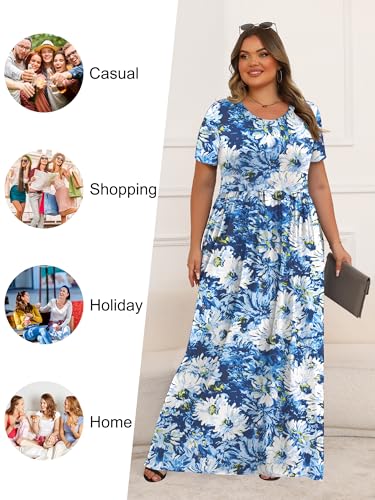 Image of Tencede Women Summer Plus Size Maxi Dresses with Pockets