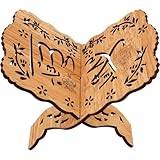 PRETYZOOM Small Quran Stand, Foldable Wooden Quran Holder, Hollow-Out Book Display Stand, Eid Mubarak Ramadan Party Supplies (19x12cm)