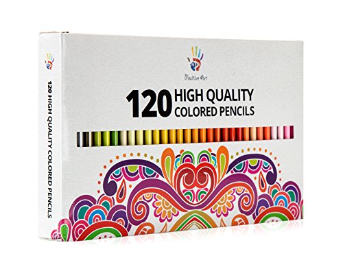 Positive Art Colored Pencilsâ€”120 Unique Colors Premium Pre-sharpenedâ€”Perfect for adult coloring books,Drawing, Sketching, and Crafting Projects â€” Bold,Vibrant Colors â€”3.3mm Precision Tips