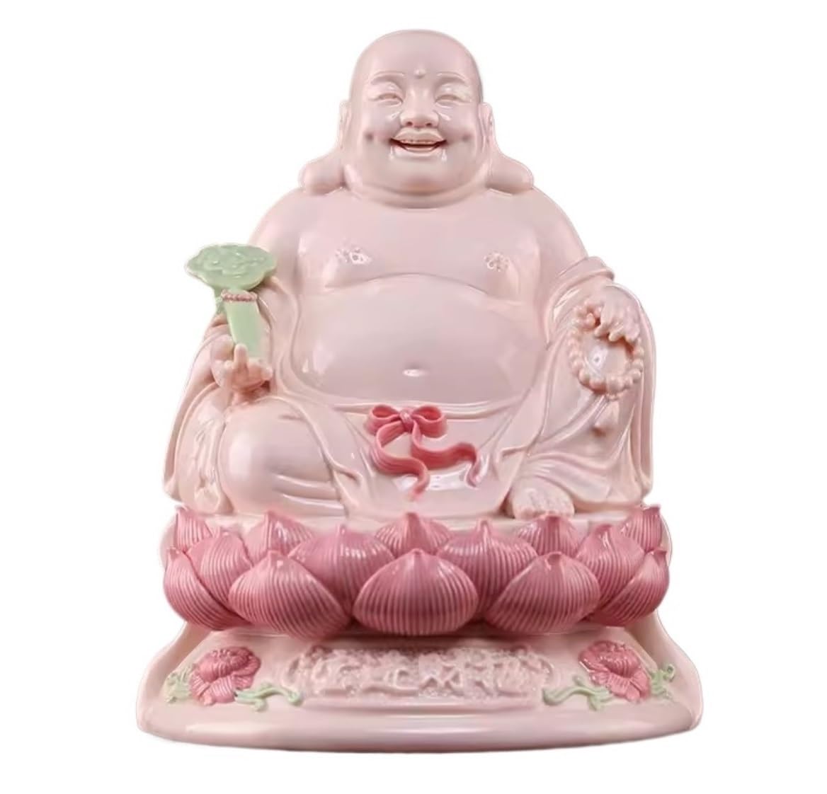 GAOJUNAN Buddha Statue,Zen Altars, 8.2inch Laughing Buddha Ceramics Maitreya Statue For Home Office Décor Desktop Brings Good Luck Desk Shelf Decoration(Rosso)
