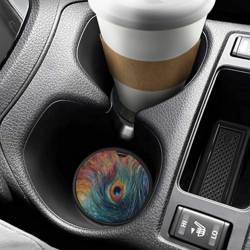 Portavasos para carro, juego de 2 con diseño pavo real miniatura 6
