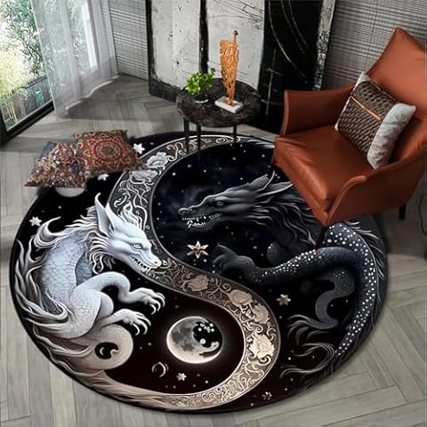Tapis Rond YOUOUSI Dragon Yin et Yang Cover