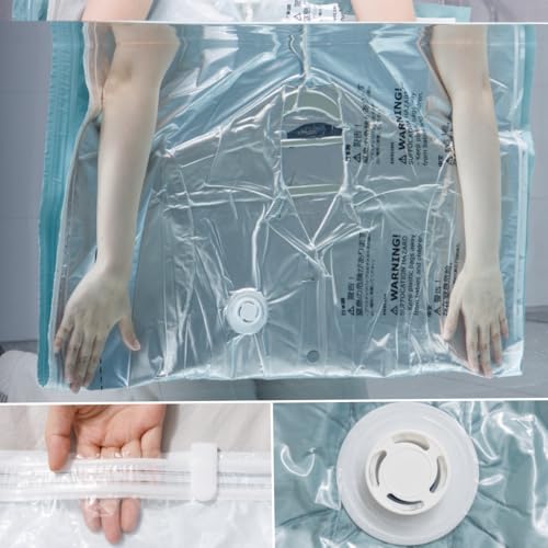 6 Pack Hanging Vacuum Storage Bags – 3 Medium & 3 Large, Space Saver Garment Bags with Hangers, Vacuum or Hand-Press Compression, Durable PE+PA Material, Airtight for Closet Organization3