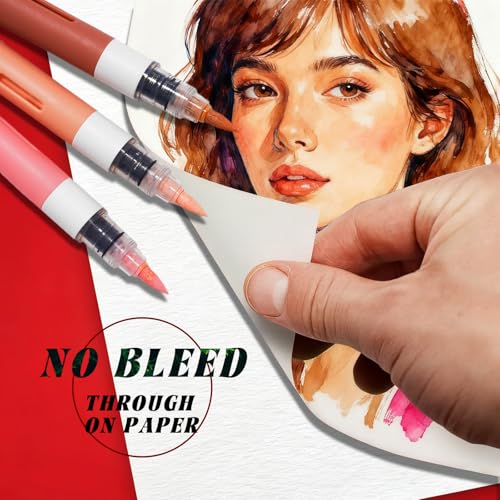 Image of ROSYMENG Skin Tone Art Markers: 36 Colors Acrylic Paint Pen Set with Soft Brush Tip, Straight Liquid Quick-Dry Design, Drawing Supplies for Adult Coloring Books, Rock, Wood, Glass, Fabric