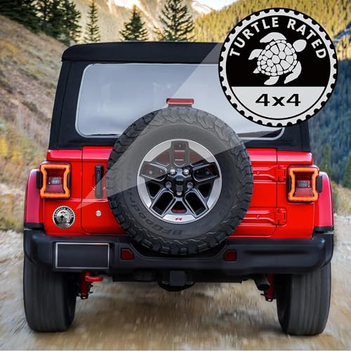 Image of Turtle Badge Rated Car Emblem, 4 x 4 Metal Automotive Badge 3D Metal Car Badges Emblems Round Emblem Decals Car Badge Decals Stickers Compatible with Jeep Wrangler Vehicles Trucks SUV Decals(ZS070)
