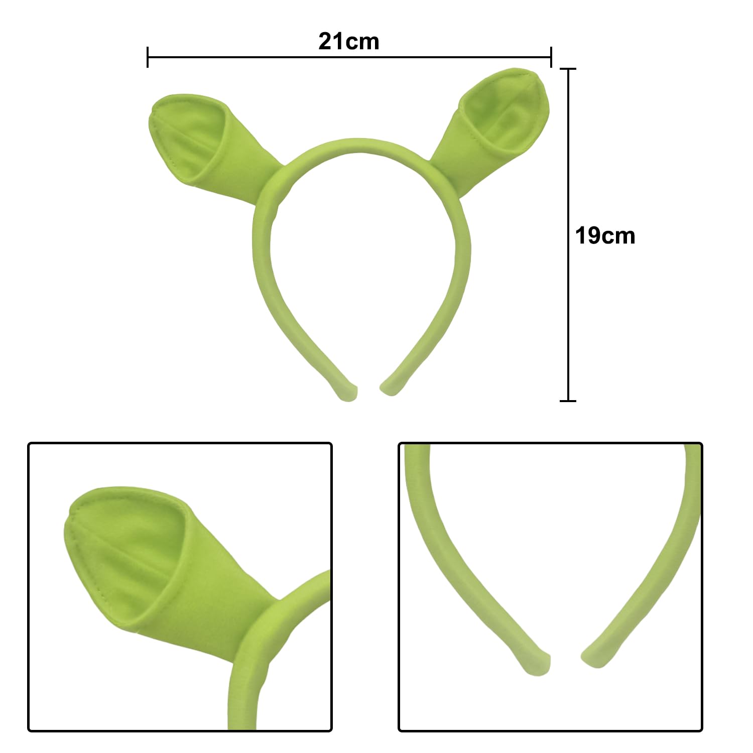 RmKbe 2 Pieces Green Headband Funny Headwear Green Ears Headband Cute Decorative Hair Hoop for Halloween Monster Cosplay Headwear - Image 2