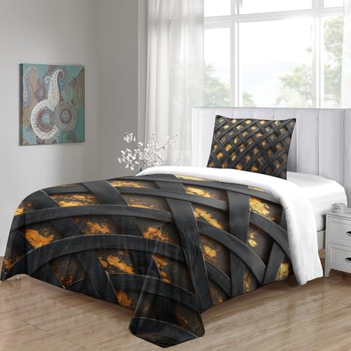 Housse de couette imprimée 3D stripes, parure de lit 2 pièces microfibre single 135x200 cm