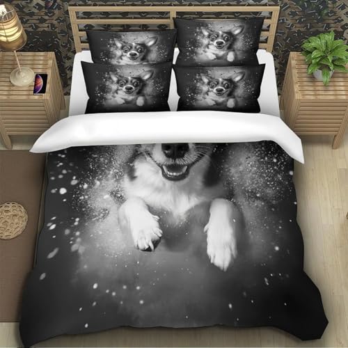 Parure de lit double poulet rustique imprimé 3D avec fermeture éclair - 5