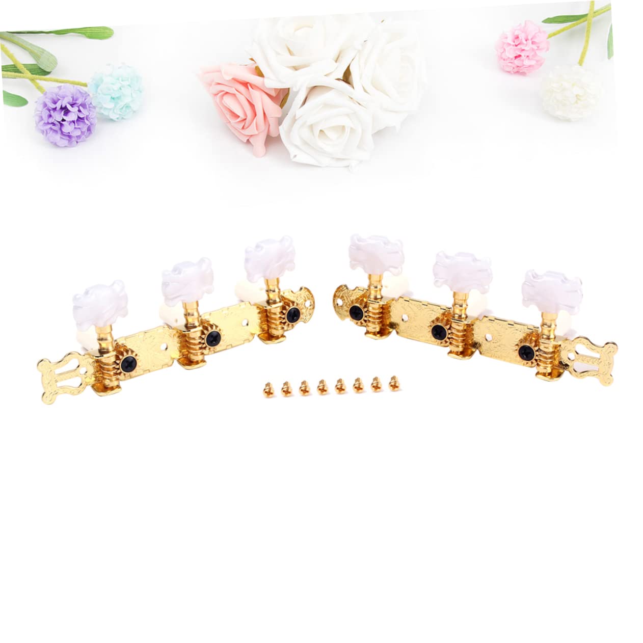 TOYANDONA 3paia Accordatore Chitarra Classico Con Meccaniche Testa Fiore Oro Tuning Pegs Per Chitarra Design Elegante e Resistente Facile Installazione