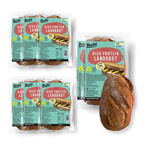 8 Packungen High Protein Eiweiß Landbrot Vollkorn - 8 x 400 g per Packung - kalorienreduziert, glutenfrei, vegan & eiweißreich Cover