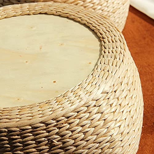 Banquinho redondo de tecido otomano para os pés, almofada de canudo feita à mão, apoio para os pés,