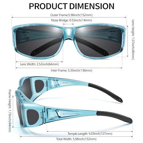 Image of URUMQI Polarized Sunglasses Fit Over Glasses for Men Women, Wraparound Sun Glasses UV400 Protection for Driving Fishing