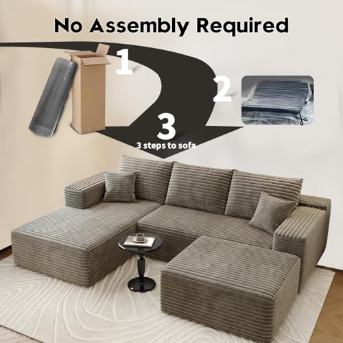 Image of Settab 95 inch Boneless Couch Modular Sectional Sofa with Ottoman,U Shape Lounge Cloud Couch,Flexible Module Combination for Living Room, No Assembly