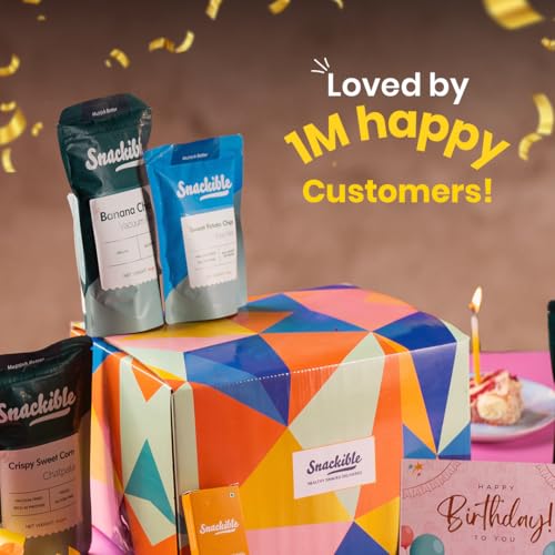 Image of Snackible Birthday Gift Box | Box of 12 Healthy Snacks | Not Fried | No Maida | Rich in Protein & Fibre | Healthy Gifting Option | Sweet & Savoury Snacks