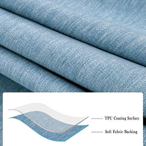 Image of Jeloris Round Waterproof Tablecloth Spill-Proof and Stain Resistant Table Cloth Wrinkle Free Washable Decorative Fabric Table Cover for Kitchen, Dining, Parties, Buffet, Wedding(55 inch, Light Blue)