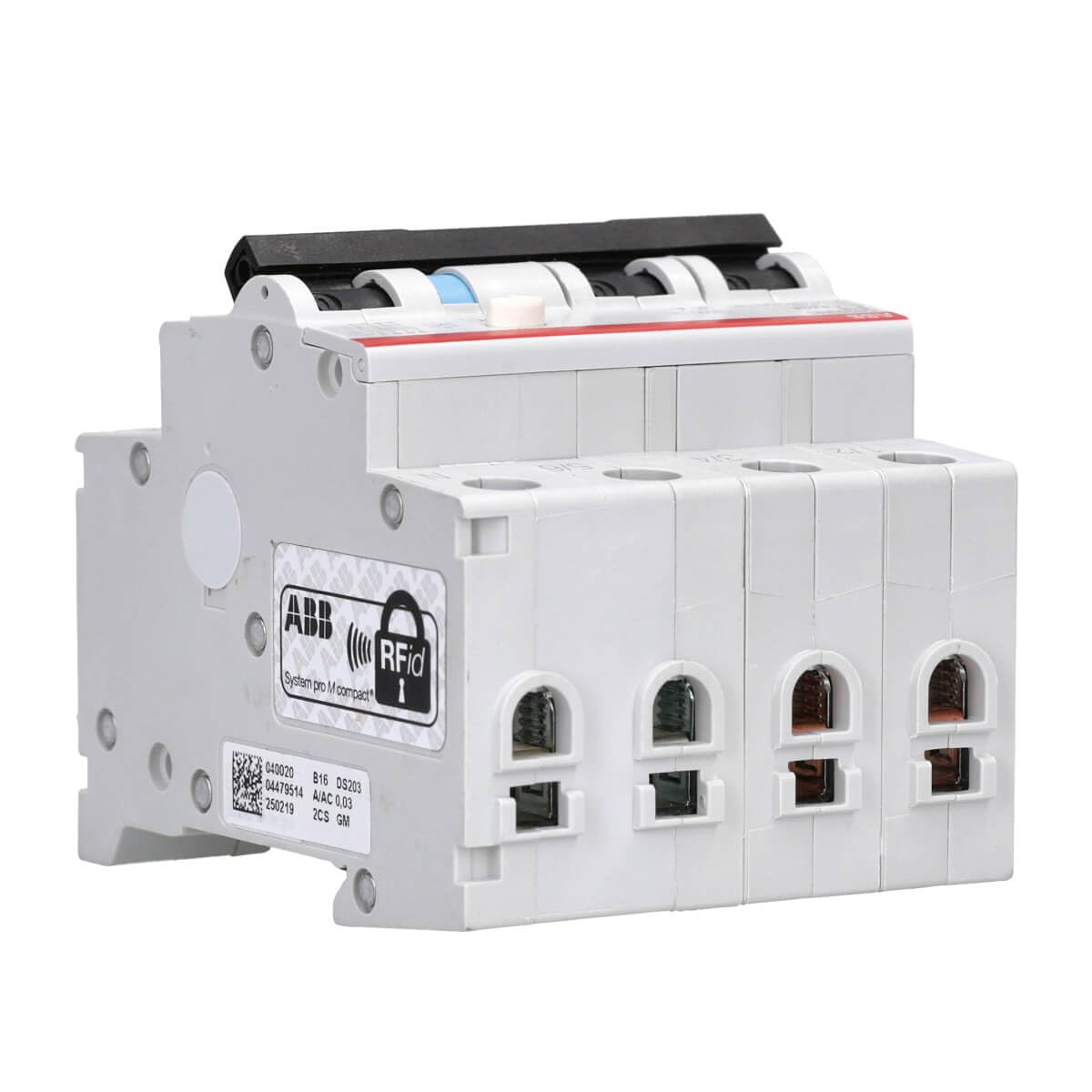 ABB DS203NCA-B16/0,03 FI/LS-Schalter RCBO - 3P+N, Typ A, B 16A, 30mA | Kombinierter Fehlerstromschutz und Leitungsschutzschalter - 6kA Schaltvermögen - 4TE Baubreite 2CSR256140R1165
