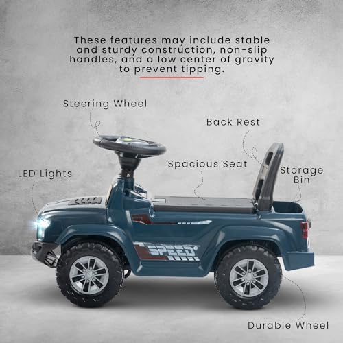 BAYBEE Baby Ride On Car for Kids, Push Jeep with Music & LED Light | Toddlers Ride On Car with Backrest & Storage Basket, Kids Car to Drive 1 to 4 Years Old Boys & Girls (Roady Dark Blue) 3
