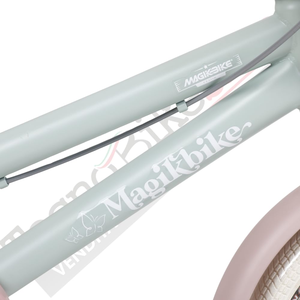 Bicicletta Bambina Vintage Magik Bike Antonella con Cestino e Rotelle Rimovibili, Telaio Acciaio, Sella Regolabile