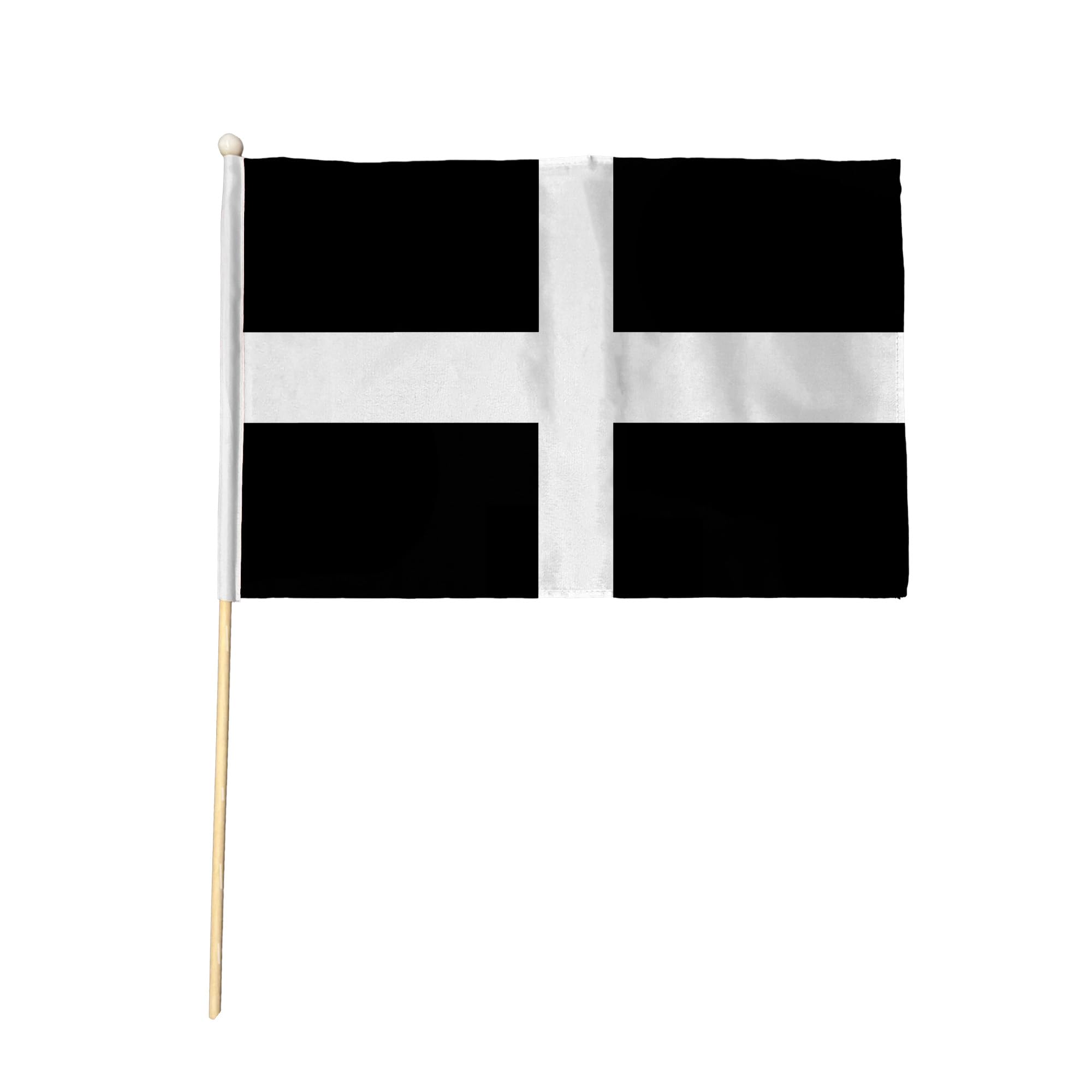 Flagtex Cornwall Pack of 6 Hand Waving Flag (9x6 Inch) - Premium Wooden Stick Hand Flag 9x6 Inch Natural Wood Pole Cornish St Piran Flag Events Parades Celebrations