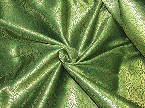 Brocart en tissu vert et doré métallique haut de gamme, largeur 111,8 cm Bro640