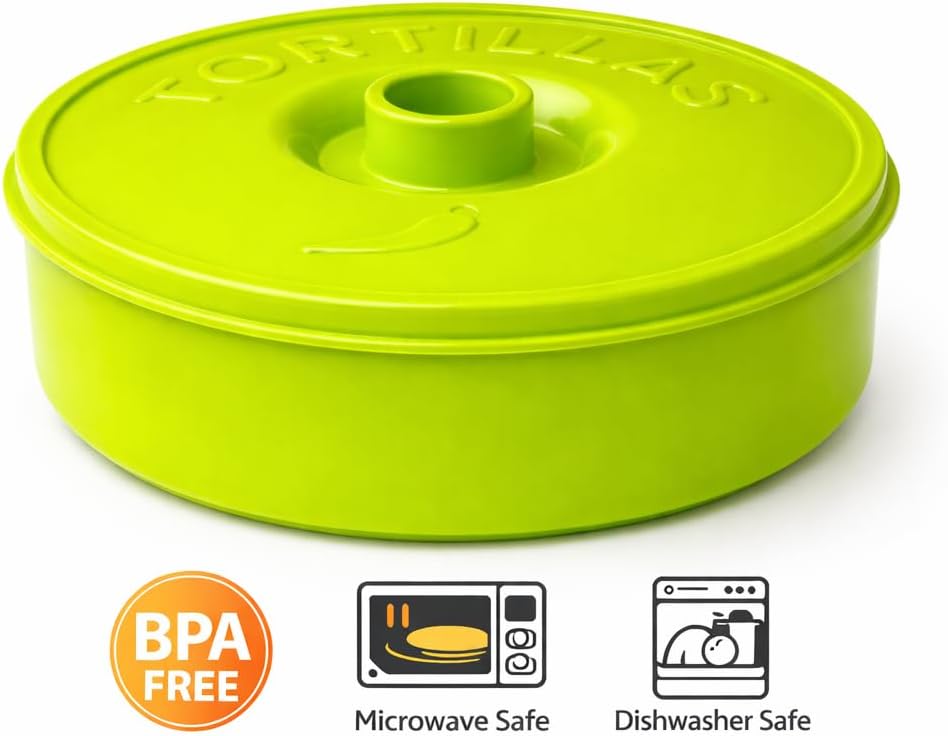 Dependable Industries inc. Essentials 2-Pack Tortilla Warmer Containers with Lid, 8.5 Inch BPA-Free Microwave Safe Insulated Holders for Tortillas Pancakes Flatbread