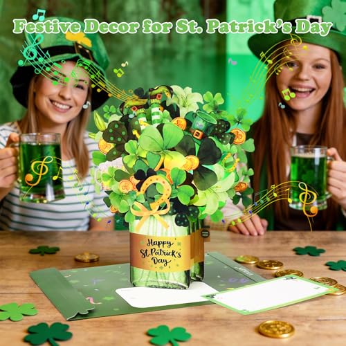 Image of St Patricks Day Cards, Pop Up Musical Lights Up Happy Saint Patrick's Card