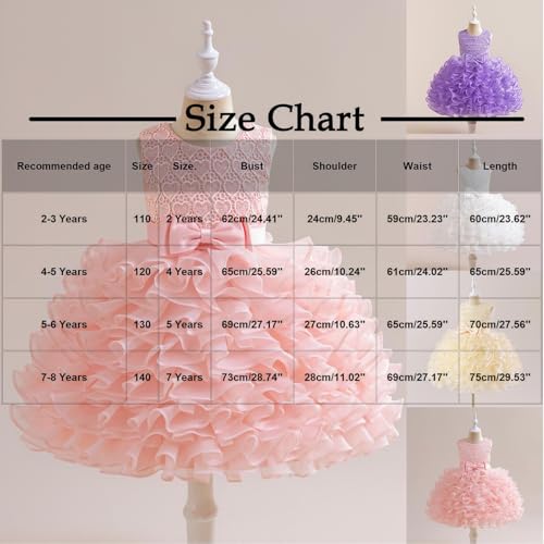 Girls Bow Layered Lace Birthday Party Tulle Pageant Dress Toddler Flower Girl Wedding Bridesmaid Prom Gowns for 2-8 Years3