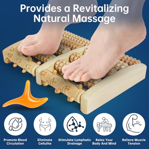 ACWOO Fußmassageroller Holz, Roller Fußmassagegerät, Fußroller Holzroller Fußmassage Fersensporn Massagegerät für Füße-Durchblutungsförderndes Fußmassagegerät, Fußroller Stressreduzierung Entspannung