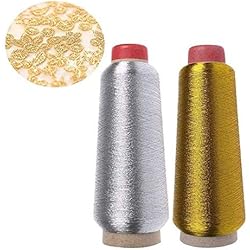 Bordadora Computarizada Precio 2 Rollos Metálico Bordado Máquina Hilo, Hilos Coser Hilos Bordar Poliéster, para Bordado Computarizado y Costura Decorativa(Oro, Plata)
