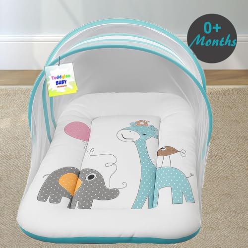 Image of Toddylon Baby Bedding New Born Bed with Mosquito Net, Mattress, Insect Protection for Baby Boys Girls (0-6 Months)