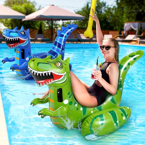 4 Pcs Dinosaur Pool Float Game Set, 2 Player Ride-On Dino Duel Floats - image 6