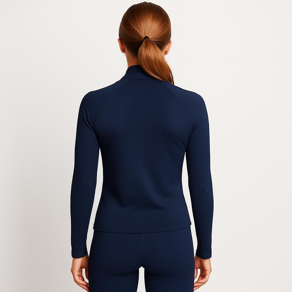 Lands' End Women’s Thermaskin Baselayer 1/4 Zip Top – Long Sleeve Lightweight Heat-Generating Thermal Shirt - Image 3