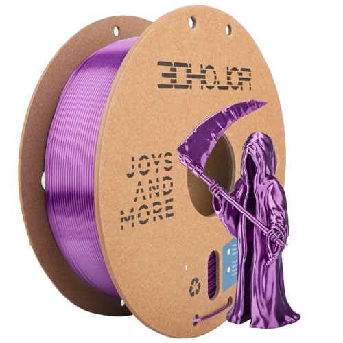 Image of 3DHoJor Silk PLA Filament 1.75mm, PLA Filament 1.75mm Silk Shiny 3D Printer Filament, 1kg Cardboard Spool (2.2lbs), Dimensional Accuracy + /- 0.03 mm, Fit Most FDM Printer(Purple)