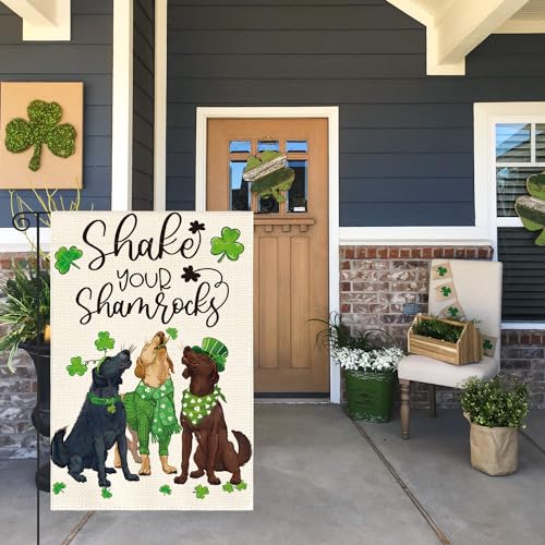 Avoin Colorlife GARDENFLAG-PATRICK-3045-099 Shake Your Shamrocks St Patricks Day Garden Flag 12X18 Inch Double Sided Outside, Dogs Clover Floral Yard Outdoor Flag thumb #1