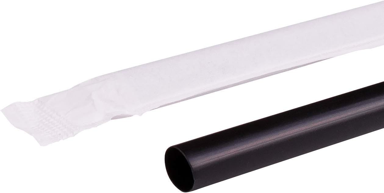 Karat [1,200 ct] 10.25" Giant Straws (8mm Diameter), Individually Wrapped | Black