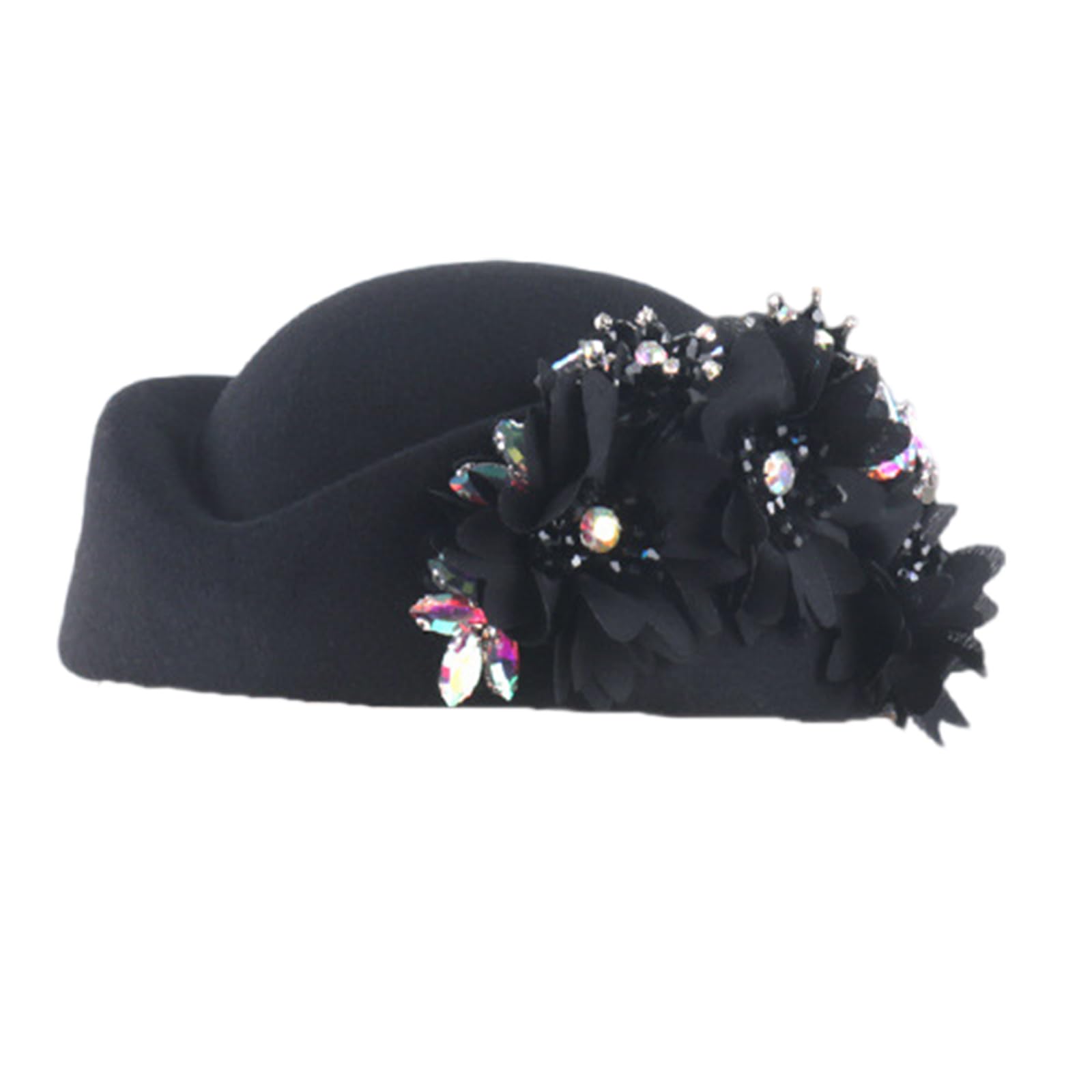 yanwuwa Artificial Flower Stewardess Hat 20s Cocktail Party Props Wool Hat Flapper Bowler for Masquerades Dressingup Women Soft Berets