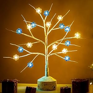 Christmas Lighted Birch Tree for Tabletop, 18 LED Battery Operated Prelit Birch Tree for White Christmas Decorations…
