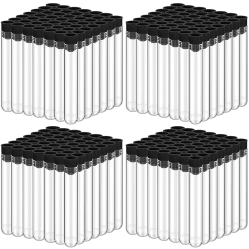 Flutesan 200 Pcs Clear Plastic Test Tubes, 16 x 100 mm(10 ml),Black