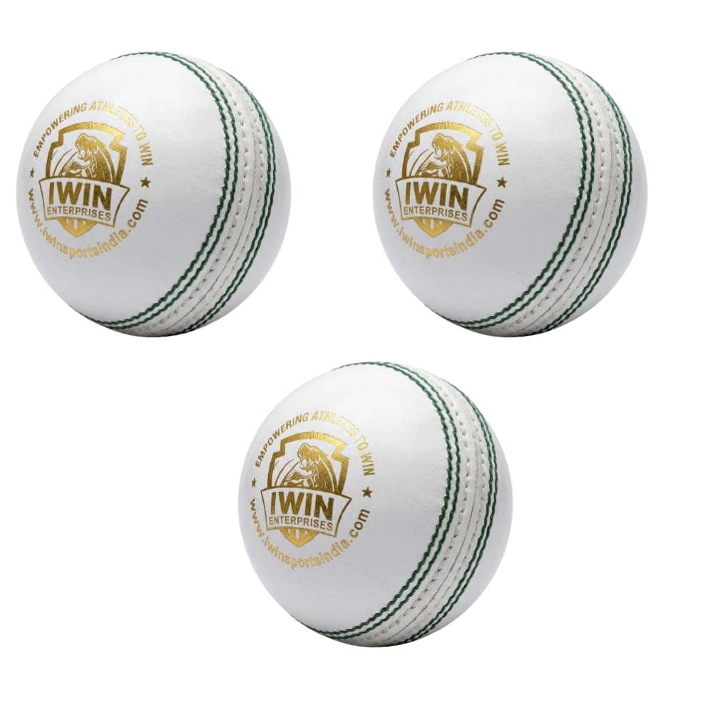 Test Professional Grade Leather Cricket Ball, White Regular Size, Genuine Alum-Hide, Hand Stitched Cricket Match Ball, Waterproof 3 Ball-image-6