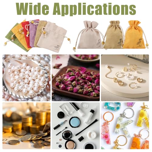 Bolsas de tela para joyería de 5.5x3.9 pulgadas, pack de 24 saquitos decorativos con cordón 7