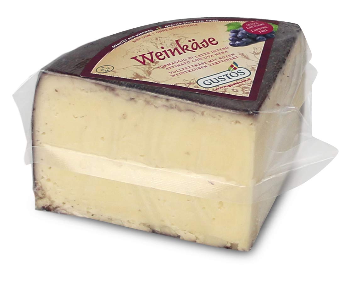 GUSTOS - Formaggio Altoatesino di Montagna, all'Uva Nera, 650 g, Senza Lattosio, Gustoso e Saporito