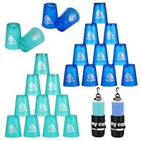 yeesport 24 Pcs Sport Stacking Cups, Sport Training Game for Challenge Competition, Plastic Stacking Cups, Classic Family Game for Kids and Adults, Blue+Green