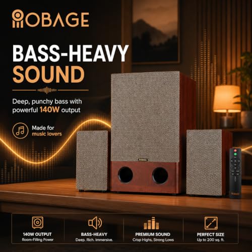 Image of OBAGE Premier-6 2.1 Home Theatre System | 140W Output | 6.5 inch Woofer & Dual 3 inch Drivers in Each Satellite | Bluetooth 6.0, Digital Bass, Mid & Treble Control | Deep Bass Sound