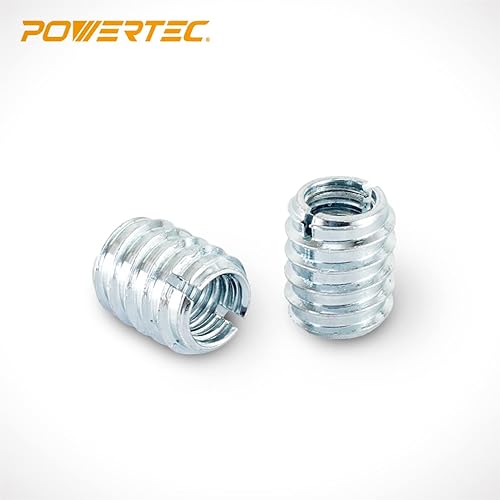 Miniatura 2 de POWERTEC QTI1004 Insertos roscados para muebles de madera  Chapado en zinc  38"-16 hilos internos  0.709 in de longitud  Paquete de 50