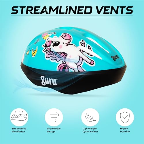Image of GURU Cycling Helmet, Light Weight with Superior Ventilation, Helmet for Mountain, Road Bike & Skating Helmet with Premium White EPS Foam Lining, Ideal for Adults and Kids