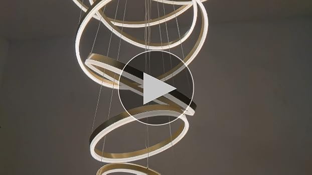 Benkut 7 Rings Modern LED Chandelier Silver Dimmable Large